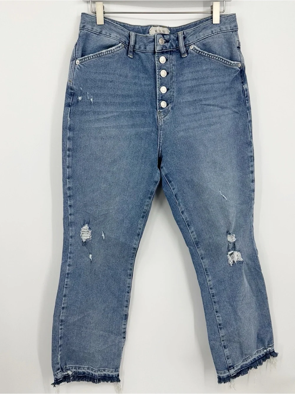 Free People Button Fly High Rise Distressed Jeans Size 31 Boho